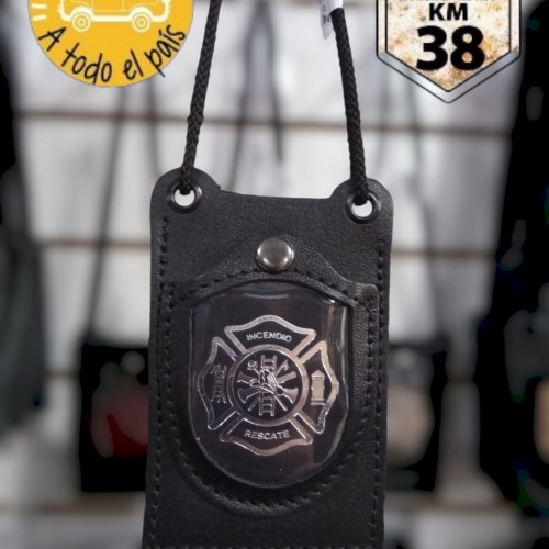 porta credencial colgante bombero plata